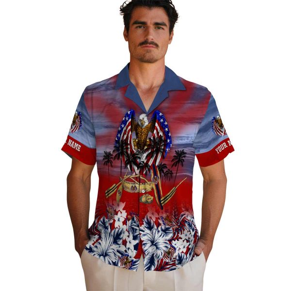 Patriotic Tropical Canoe Hawaiian Shirt High quality