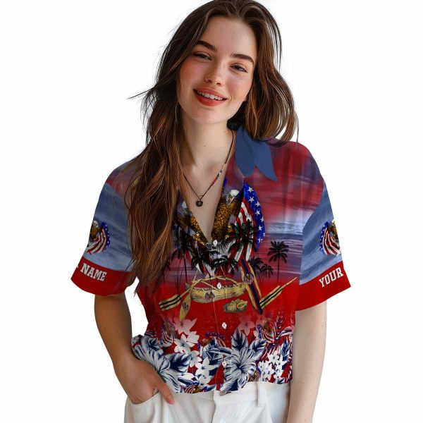 Patriotic Tropical Canoe Hawaiian Shirt Trendy