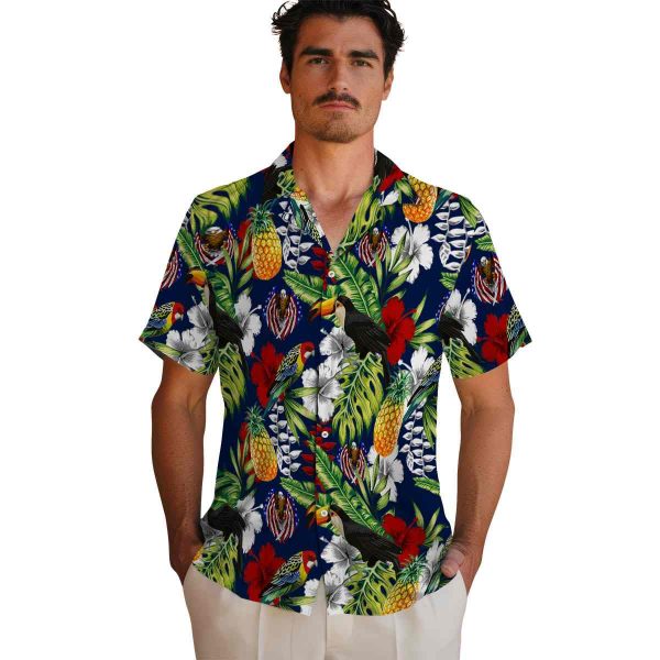 Patriotic Tropical Toucan Hawaiian Shirt High quality