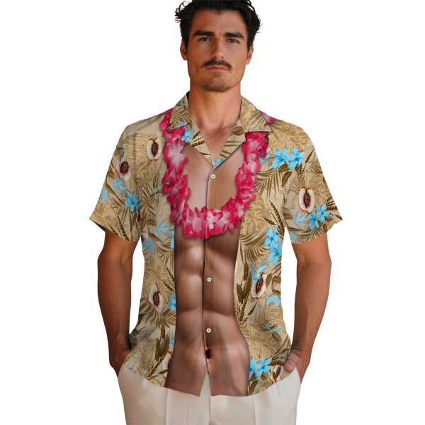 Peach Chest Illusion Hawaiian Shirt High quality