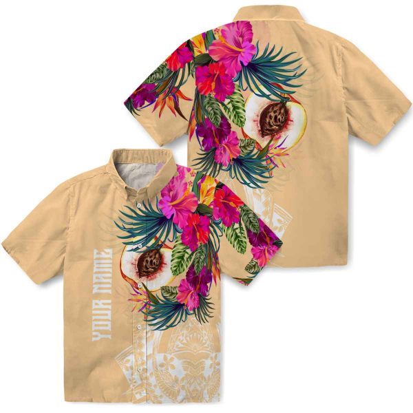 Peach Floral Polynesian Hawaiian Shirt Latest Model