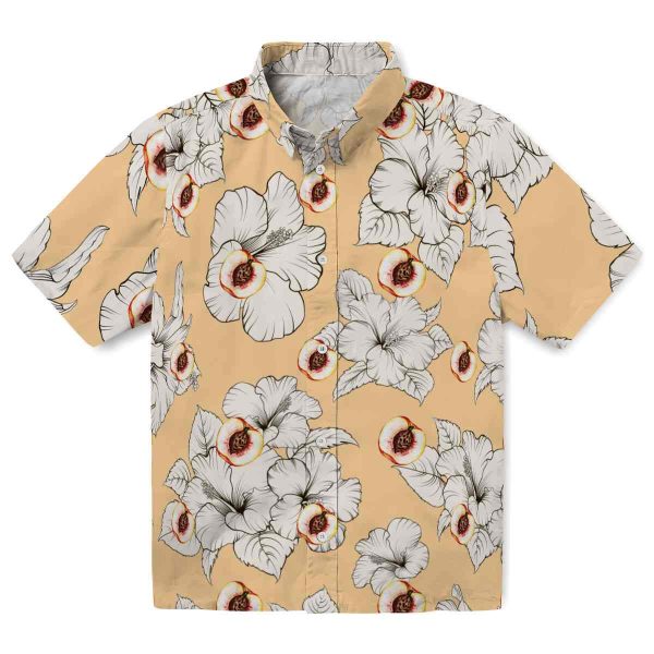 Peach Hibiscus Blooms Hawaiian Shirt Best selling