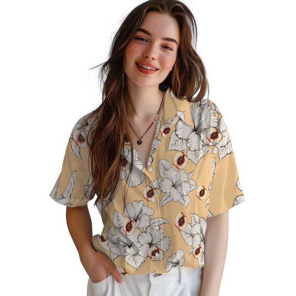 Peach Hibiscus Blooms Hawaiian Shirt Trendy