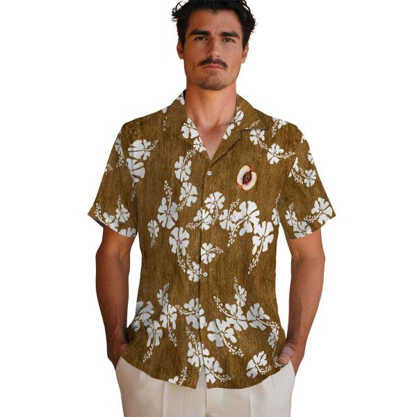 Peach Hibiscus Clusters Hawaiian Shirt High quality