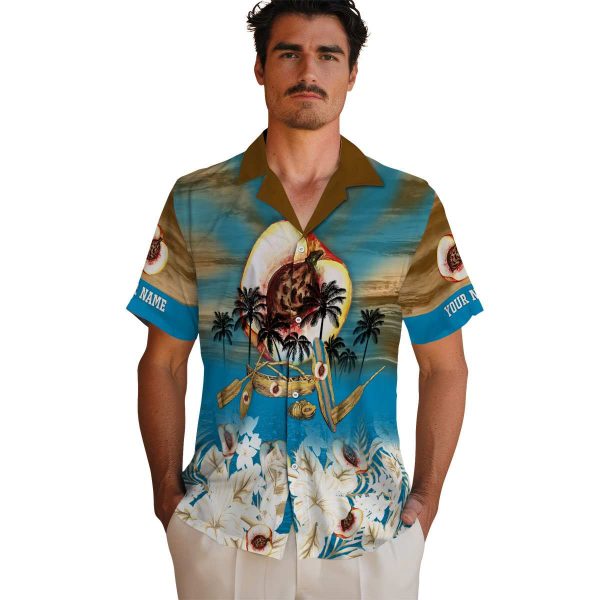 Peach Tropical Canoe Hawaiian Shirt High quality