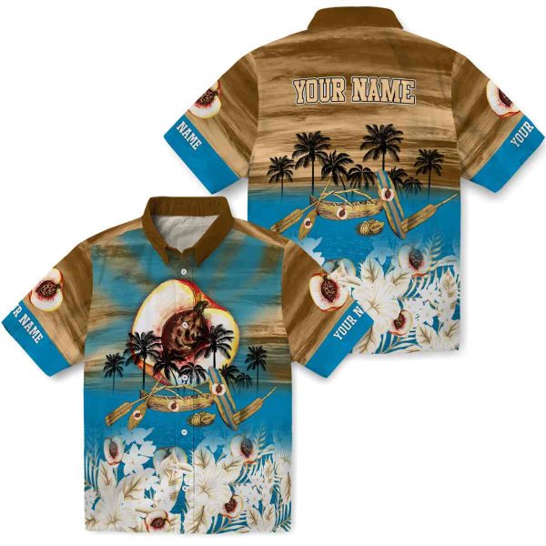 Peach Tropical Canoe Hawaiian Shirt Latest Model