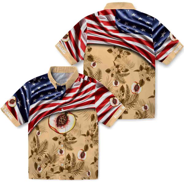 Peach US Flag Hibiscus Hawaiian Shirt Latest Model