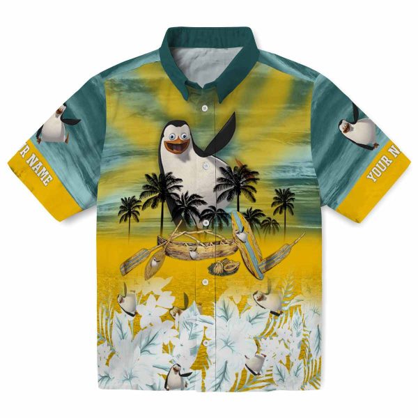 Penguin Tropical Canoe Hawaiian Shirt Best selling