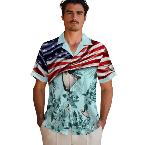 Penguin US Flag Hibiscus Hawaiian Shirt High quality