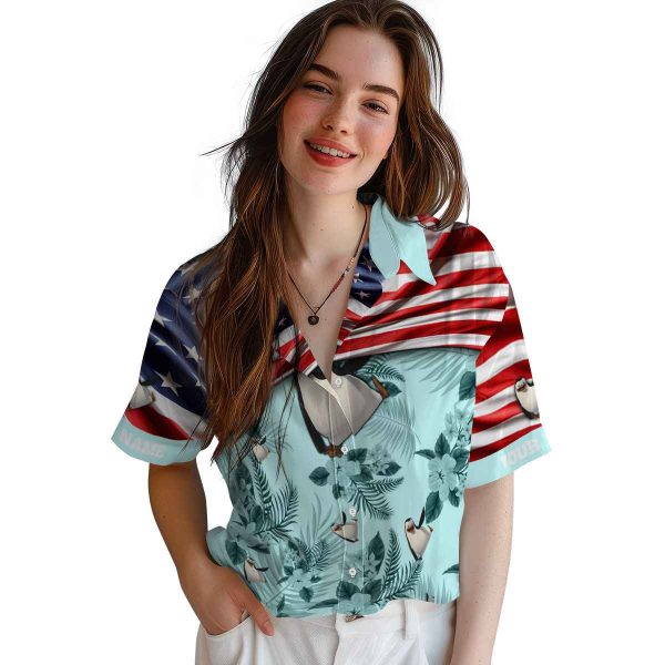 Penguin US Flag Hibiscus Hawaiian Shirt Trendy