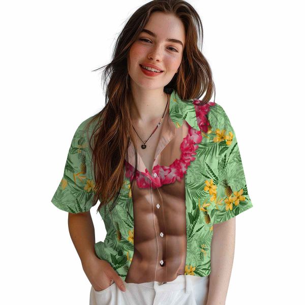 Pineapple Chest Illusion Hawaiian Shirt Trendy