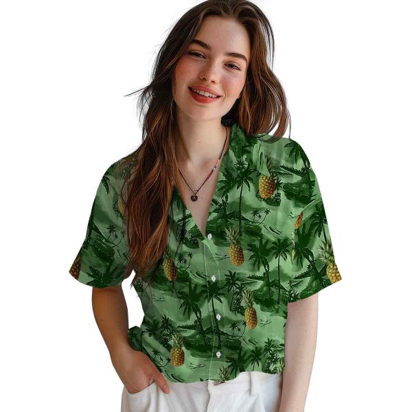 Pineapple Coastal Palms Hawaiian Shirt Trendy