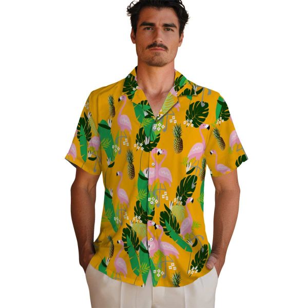 Pineapple Flamingo Foliage Hawaiian Shirt High quality