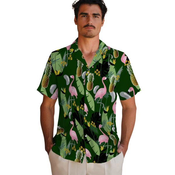 Pineapple Flamingo Leaves Hawaiian Shirt High quality