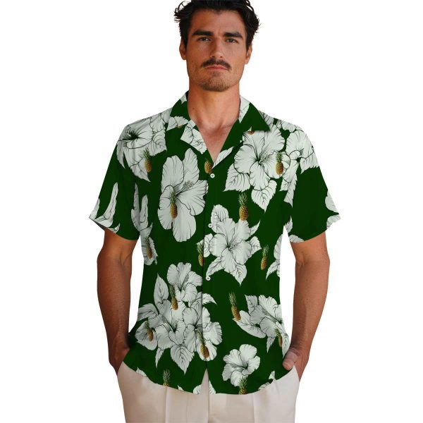 Pineapple Hibiscus Blooms Hawaiian Shirt High quality