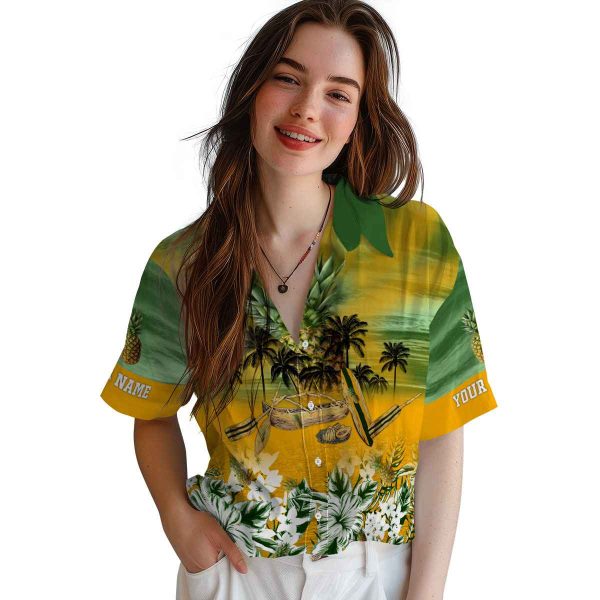 Pineapple Tropical Canoe Hawaiian Shirt Trendy