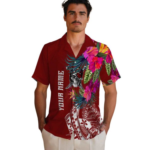 Pirate Floral Polynesian Hawaiian Shirt High quality