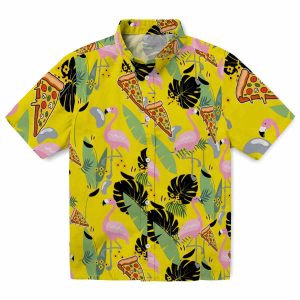 Pizza Flamingo Leaves Hawaiian Shirt Best selling