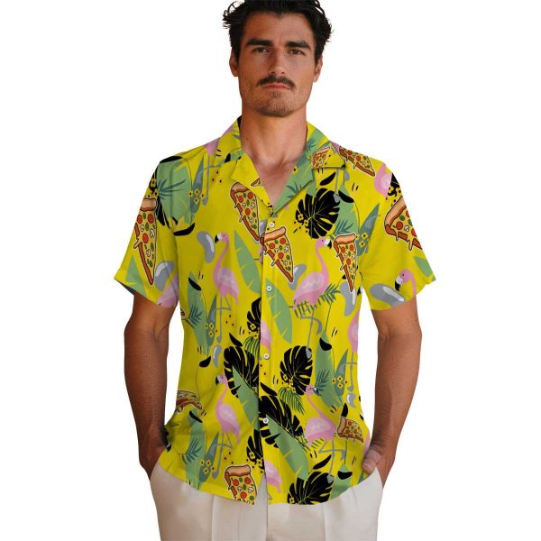 Pizza Flamingo Leaves Hawaiian Shirt High quality