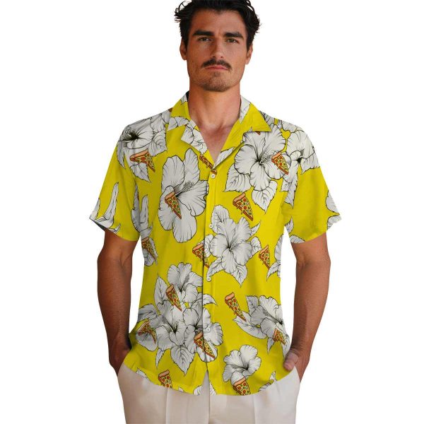 Pizza Hibiscus Blooms Hawaiian Shirt High quality