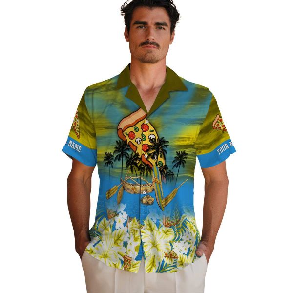 Pizza Tropical Canoe Hawaiian Shirt High quality