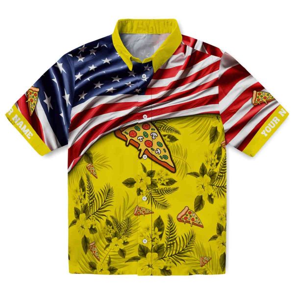 Pizza US Flag Hibiscus Hawaiian Shirt Best selling