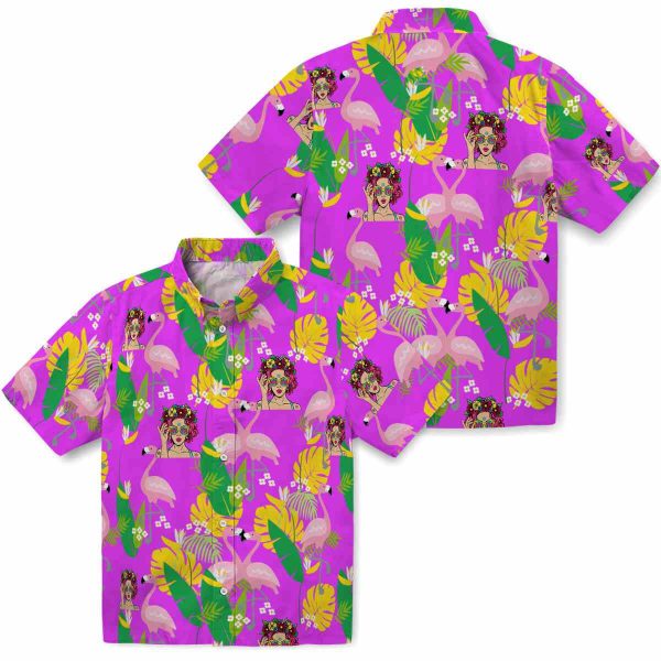 Pop Flamingo Foliage Hawaiian Shirt Latest Model