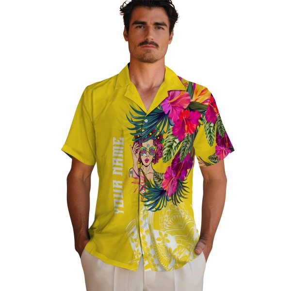 Pop Floral Polynesian Hawaiian Shirt High quality