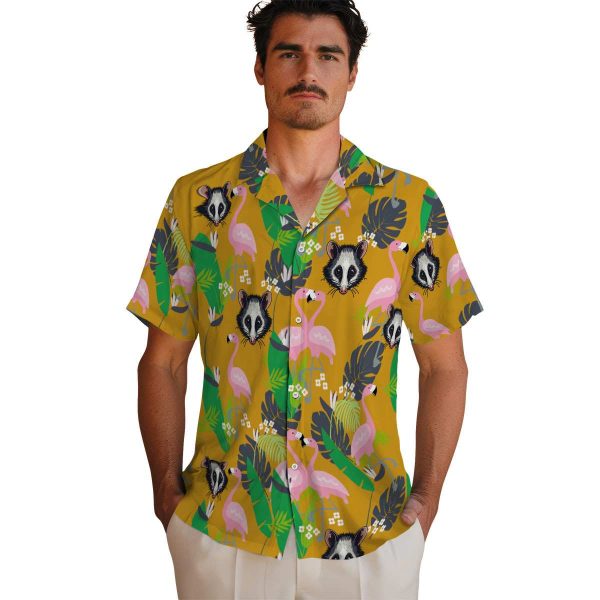 Possum Flamingo Foliage Hawaiian Shirt High quality