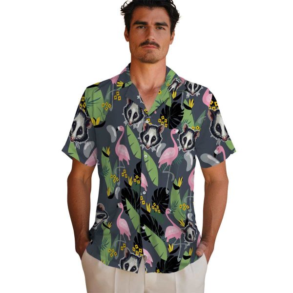 Possum Flamingo Leaves Hawaiian Shirt High quality