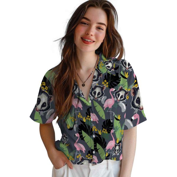 Possum Flamingo Leaves Hawaiian Shirt Trendy