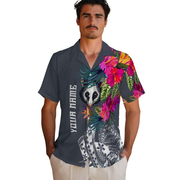 Possum Floral Polynesian Hawaiian Shirt High quality