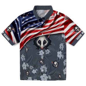 Possum US Flag Hibiscus Hawaiian Shirt Best selling