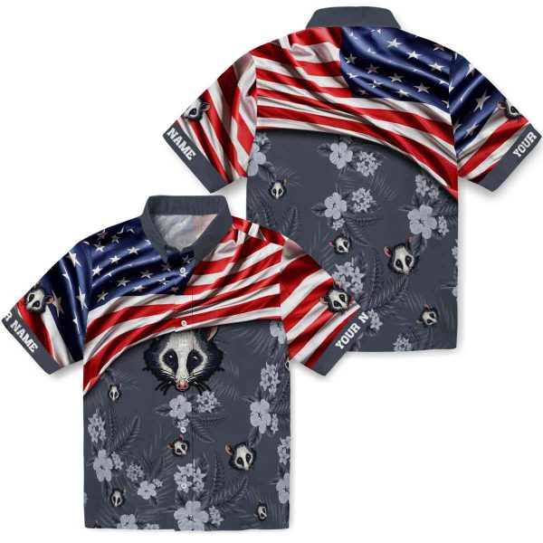 Possum US Flag Hibiscus Hawaiian Shirt Latest Model