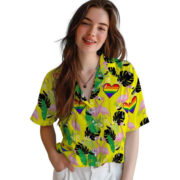 Pride Flamingo Foliage Hawaiian Shirt Trendy