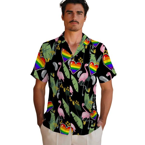 Pride Flamingo Leaves Hawaiian Shirt High quality