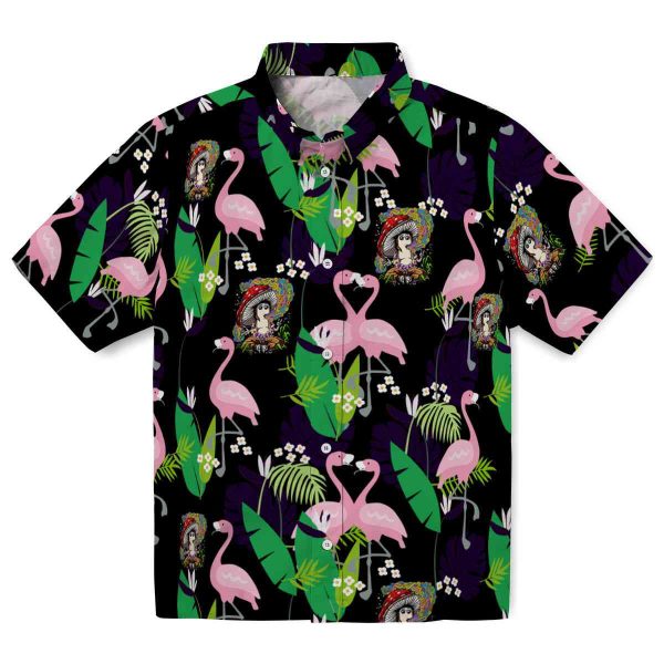 Psychedelic Flamingo Foliage Hawaiian Shirt Best selling