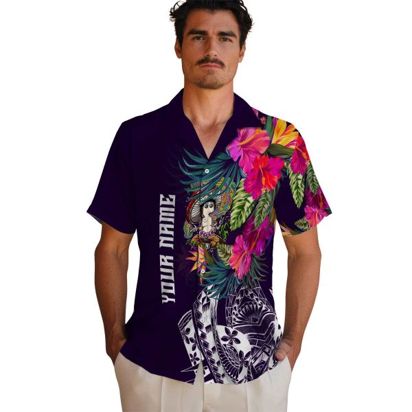 Psychedelic Floral Polynesian Hawaiian Shirt High quality