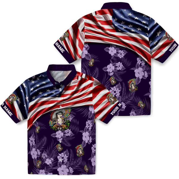 Psychedelic US Flag Hibiscus Hawaiian Shirt Latest Model