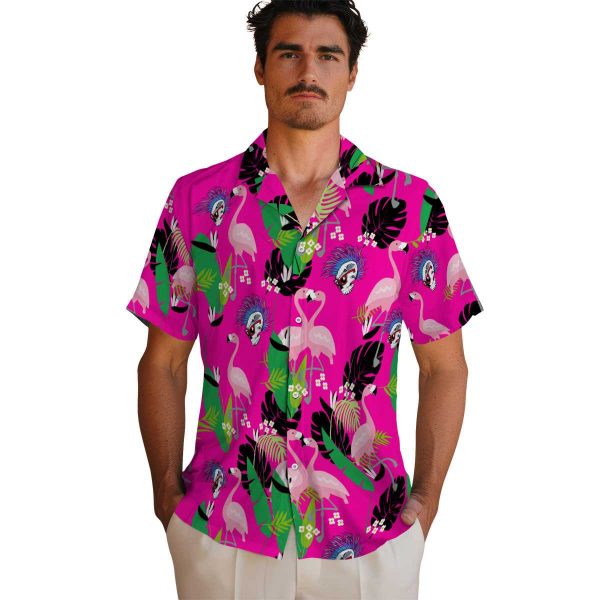 Punk Flamingo Foliage Hawaiian Shirt High quality