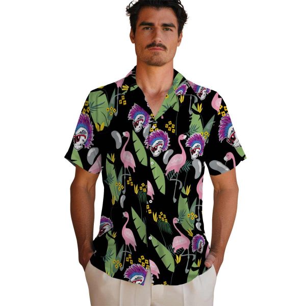 Punk Flamingo Leaves Hawaiian Shirt High quality