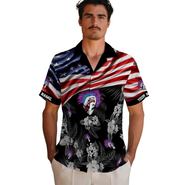 Punk US Flag Hibiscus Hawaiian Shirt High quality