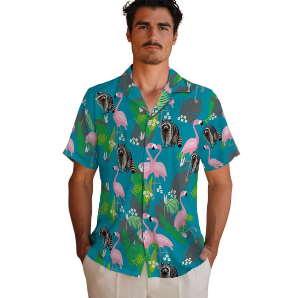 Raccoon Flamingo Foliage Hawaiian Shirt High quality