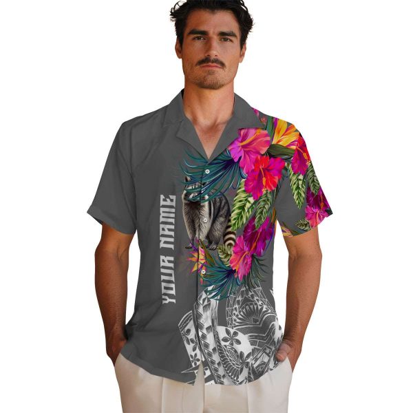 Raccoon Floral Polynesian Hawaiian Shirt High quality