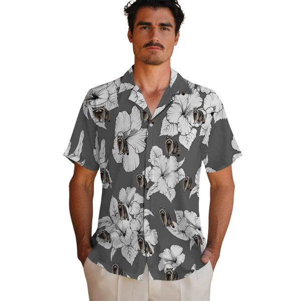 Raccoon Hibiscus Blooms Hawaiian Shirt High quality