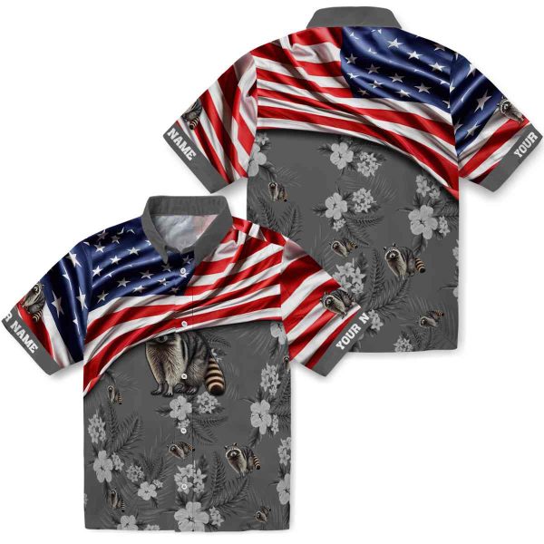 Raccoon US Flag Hibiscus Hawaiian Shirt Latest Model