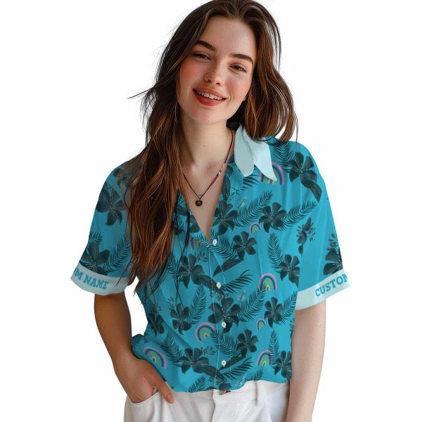 Rainbow Botanical Print Hawaiian Shirt Trendy