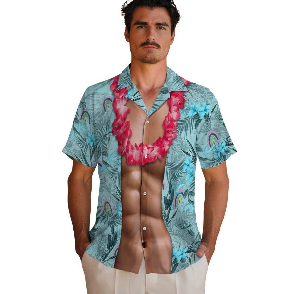 Rainbow Chest Illusion Hawaiian Shirt High quality