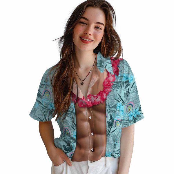 Rainbow Chest Illusion Hawaiian Shirt Trendy