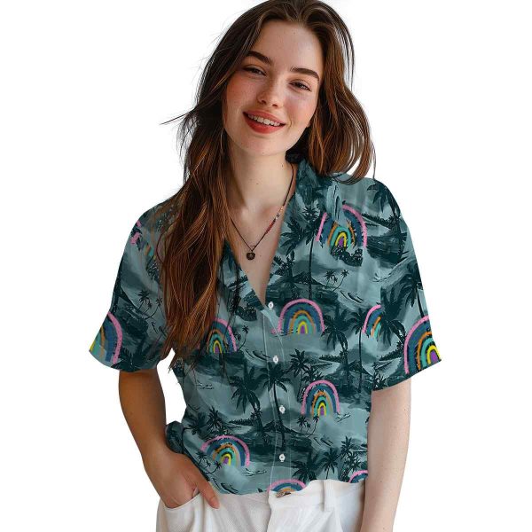 Rainbow Coastal Palms Hawaiian Shirt Trendy